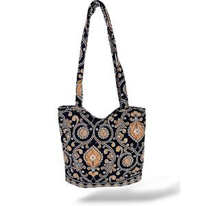 Vera Bradley Hannah Tote Bag Caffรฉ Latte Brown Paisley Quilted Shoulder Purse